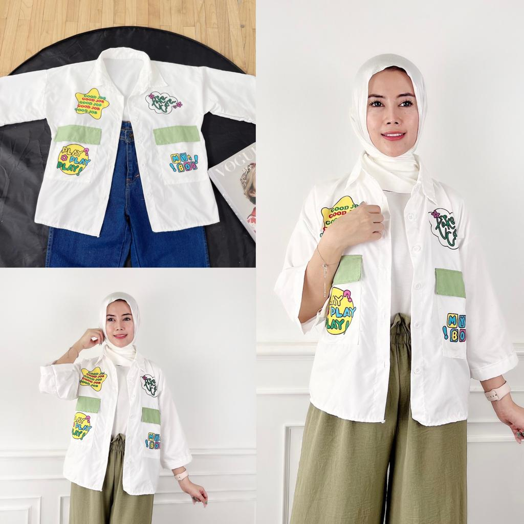 AFI - EC - Cufy Cute Combine Top Kemeja wanita