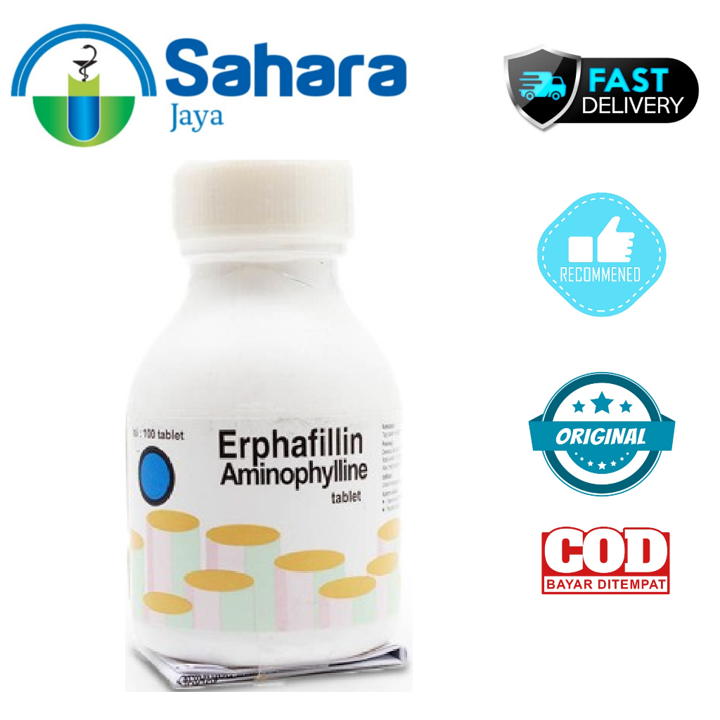 [SJ]  Erphafillin 200 mg Tablet / ERPHAFILLIN Aminophylline 200 mg botol 100 tablet - Obat Asma / er