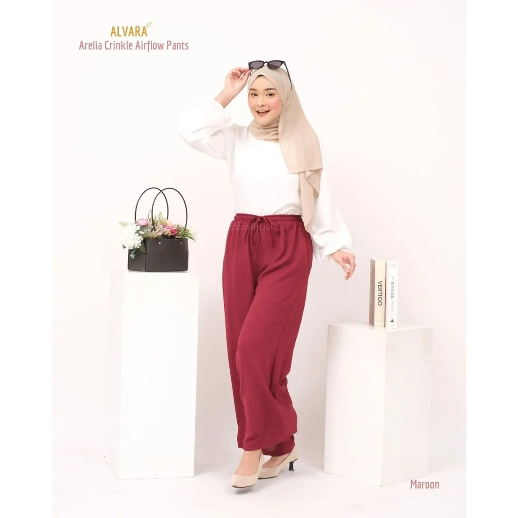 Kulot Crinkle Premium Saku Maroon Dewasa XL to XXL