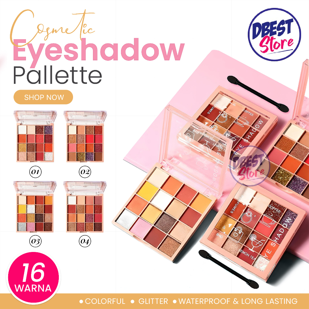 Lameila 3043 Eyeshadow Palette 16 Warna Gliter Waterproof Tahan Lama