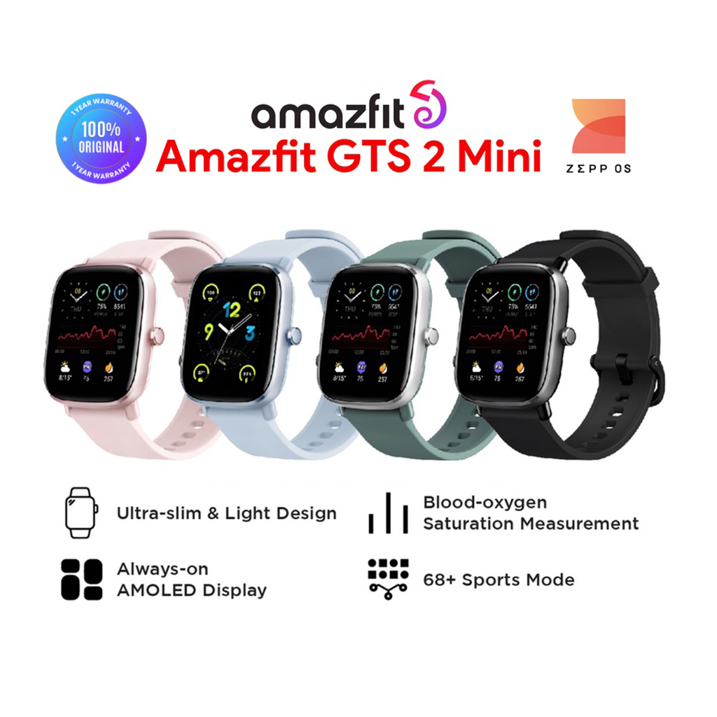 Amazfit GTS 2 Mini/GTS 4 mini Smartwatch 1.55&quot; AMOLED Fashion Screen 70 Sports Modes 5 ATM waterproof SpO2 GPS jam tangan 14 Days Battery Life Heart Rate Sleep Stress