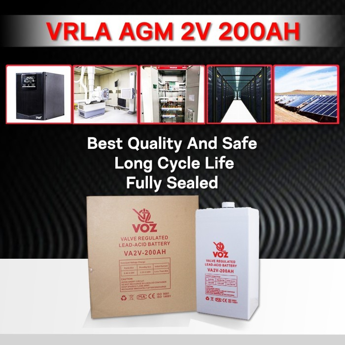 Voz Baterai VRLA 2V 200 Ah| Baterai UPS | Baterai Solar Cell