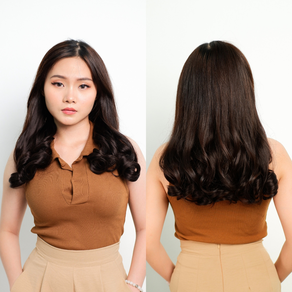 RB SLW 40 Hairclip rambut ikal / keriting ujung panjang 40 cm - Sambungan Rambut Instan & Natural