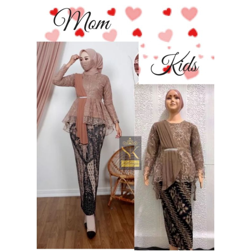 BAJU KEBAYA COUPLE / SET KEBAYA IBU DAN ANAK PEREMPUAN 4-12 TAHUN KEBAYA PESTA KEBAYA COUPLE