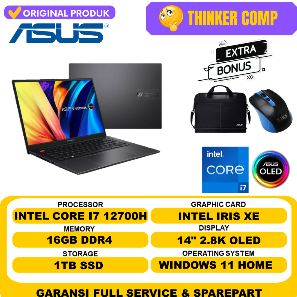 Laptop Asus Vivobook S 14X Oled S5402ZA Intel EVO i7 12700H 16GB 2TB SSD 2.8K Windows 11 Home