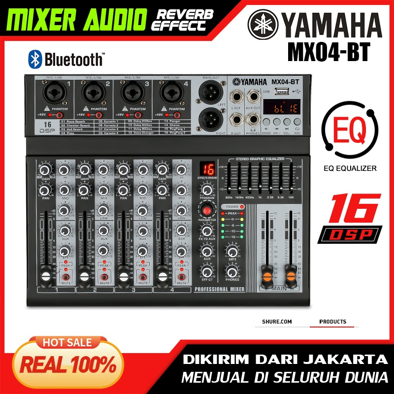 [Asli] YAMAHA MX04BT mixer profesional 4-channel built-in EQ 16DSP Bluetooth/USB/PC/MP3 playback mod