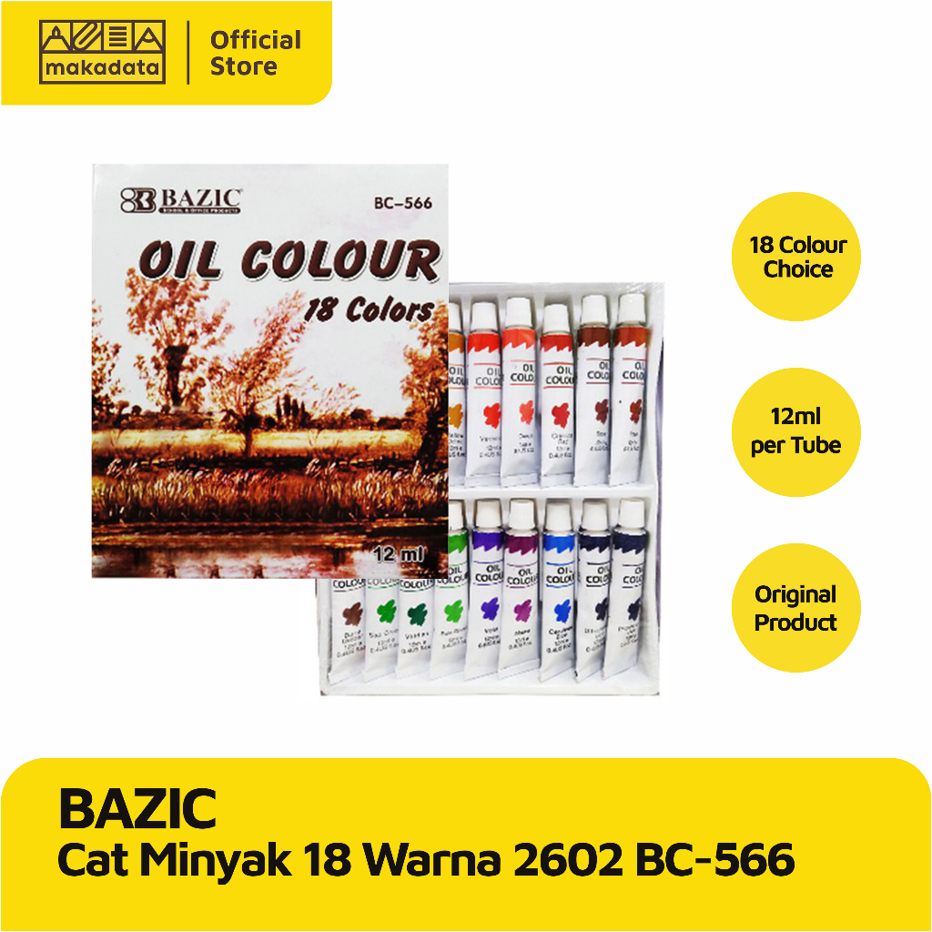 

CAT MINYAK / OIL COLOUR BAZIC 18 WARNA BC-566 MURAH