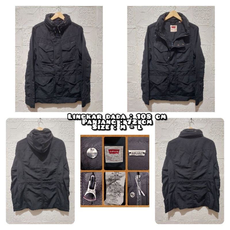 Jaket Parka Warna Hitam Merk Levis Second Original.