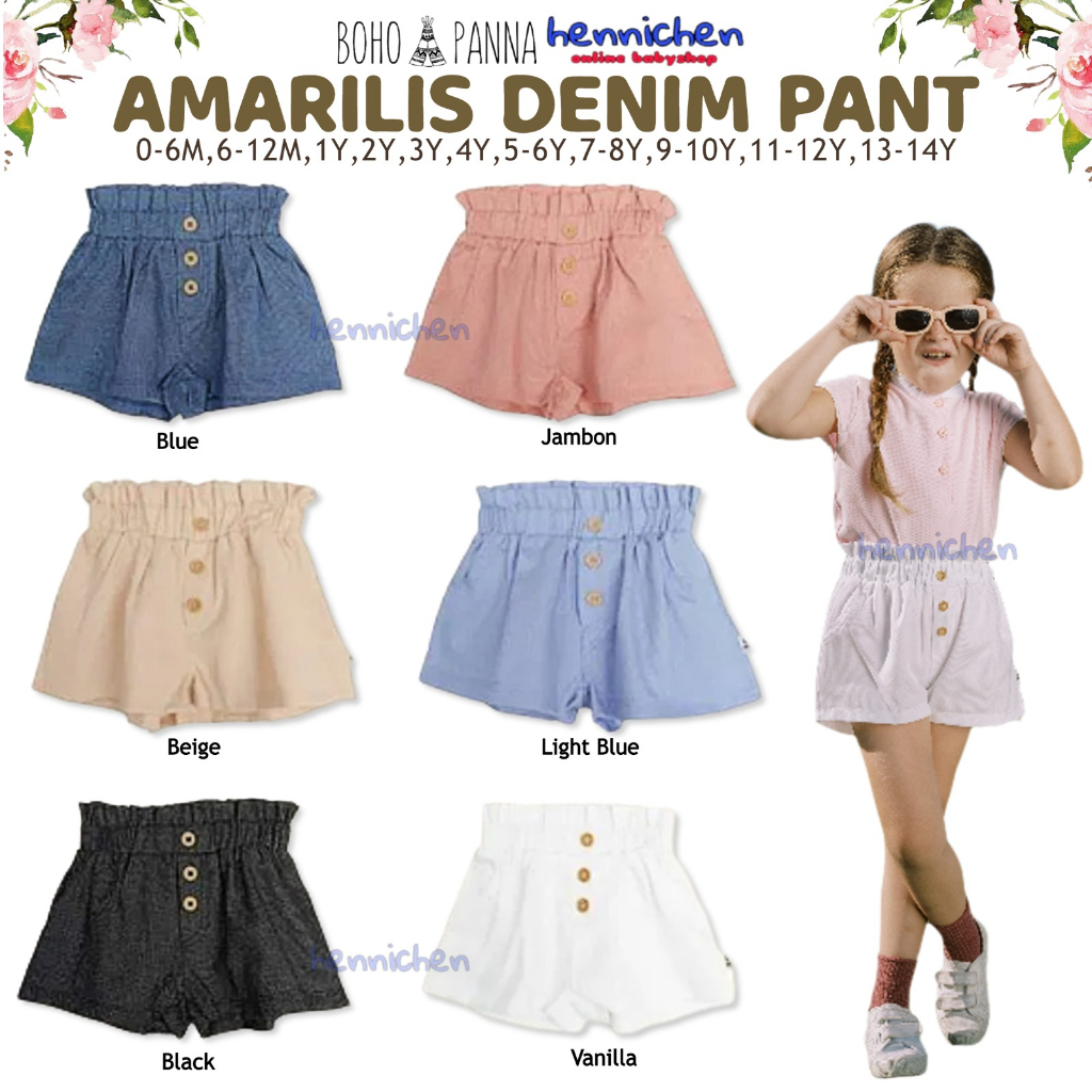 Bohopanna Amarilis Celana Denim Pant 0-8 Tahun Celana Pendek Highwaist Anak Perempuan part 1