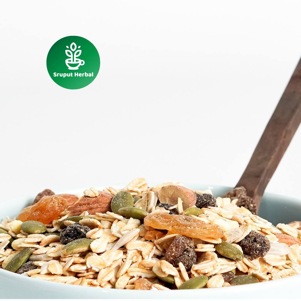 Muesli Safiya 1kg dan 500 gr - Sereal Makanan Ringan- Oat Makanan Untuk Sarapan Sruput Herbal