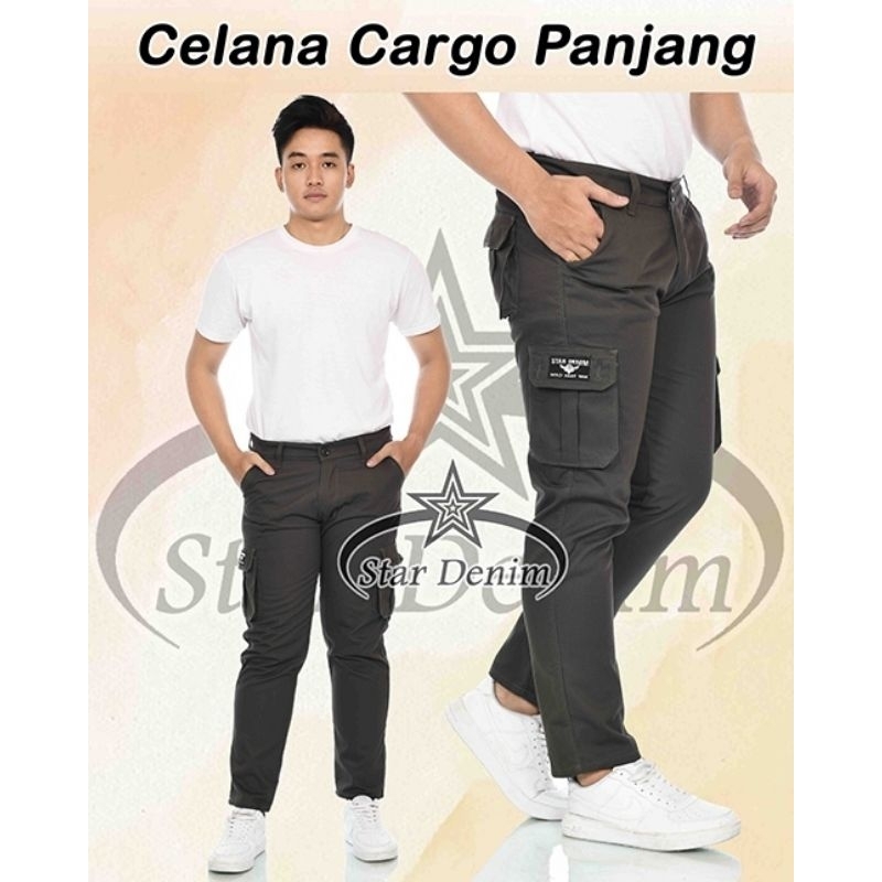 Star Denim - Celana Cargo Panjang Pria - Celana Pria Cargo Jumbo - Cargo Panjang Pria Big Size Terbaru - Celana Cargo Panjang Pdl Gamblok Banyak Saku Trending