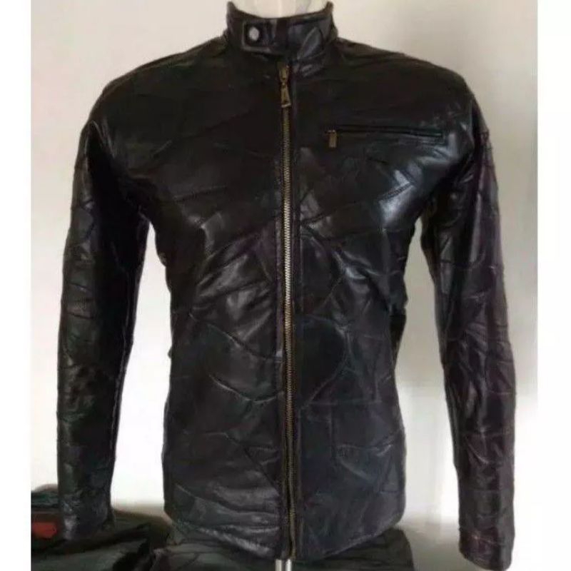 jaket kulit pria model sambung kulit asli garut