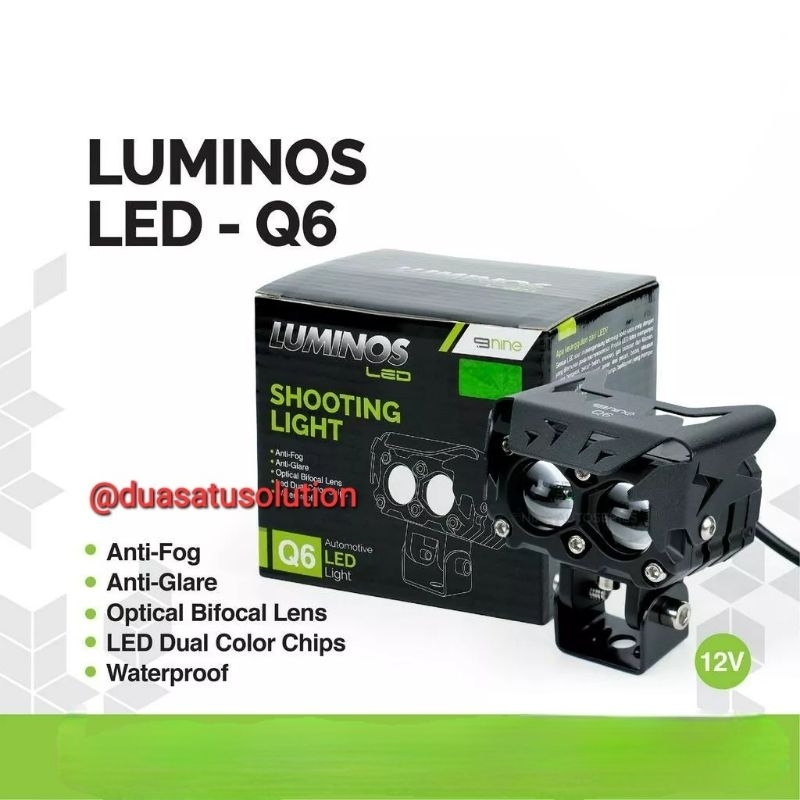Lampu Tembak Laser LED LUMINOS D3 Q6 SQL 2 Mata White - Yellow Untuk Motor Dan Mobil / Lampu Sorot LUMINOS / Lampu SQL Super Terang