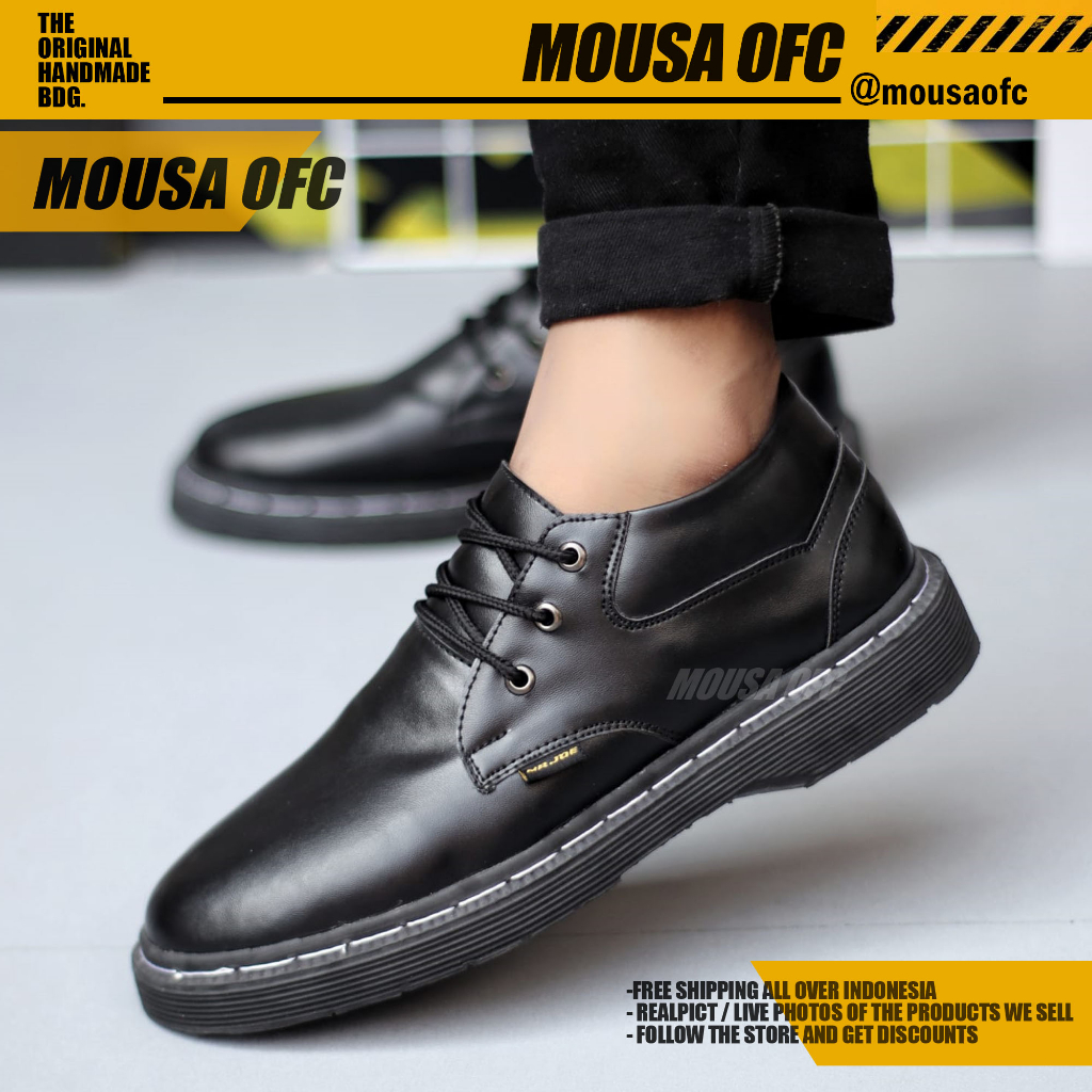 MOUSA Sepatu Docmart Formal Pria Kulit Sintetis Sepatu Pria Casual Pantofel Ruby