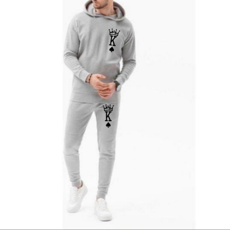 Set hoodie jogger pria jaket pria celana panjang joger cowok dewasa king of spade