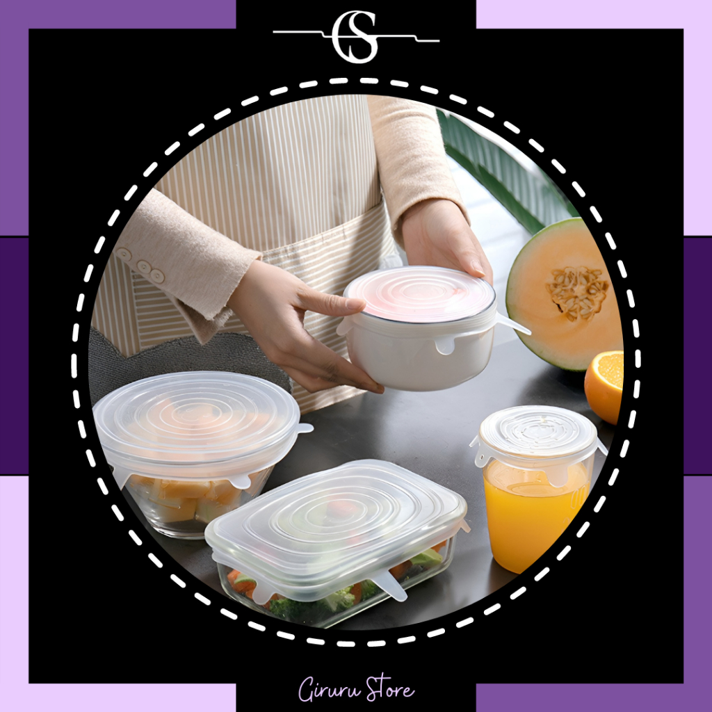 Penutup Wadah Makanan 6 in1 Anti Tumpah RAB Silicone Food Pack Silikon Elastis Transparan / Penutup Makanan Silikon 6 In 1 Elastis Food Cover Silicone Mangkok Gelas Reusable / Cover Tutup Mangkok Silikon Anti Tumpah 6 in 1/ Stretch Bowl Lid Silicone