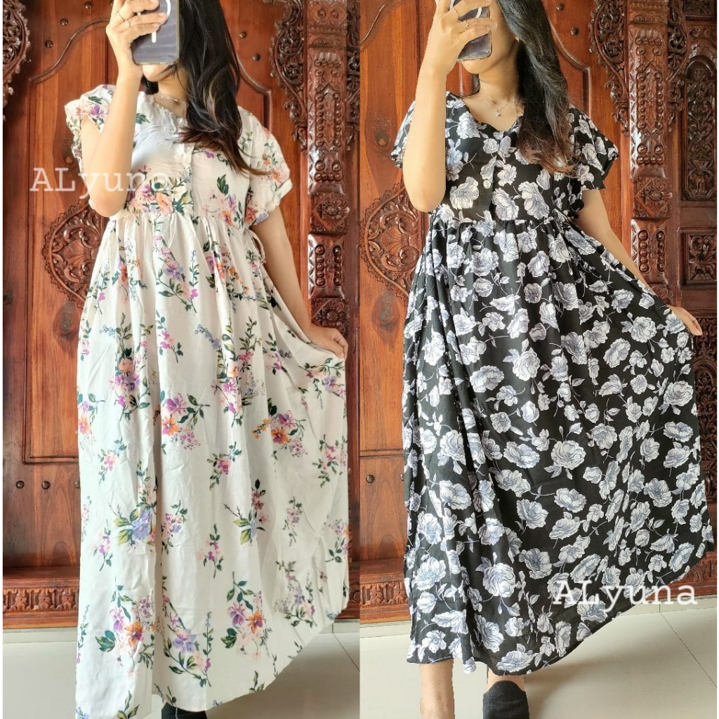 Daster Panjang Longdres SEMATA KAKI Homey Dress Busui Bahan Rayon Viscose Premium Adem Halus