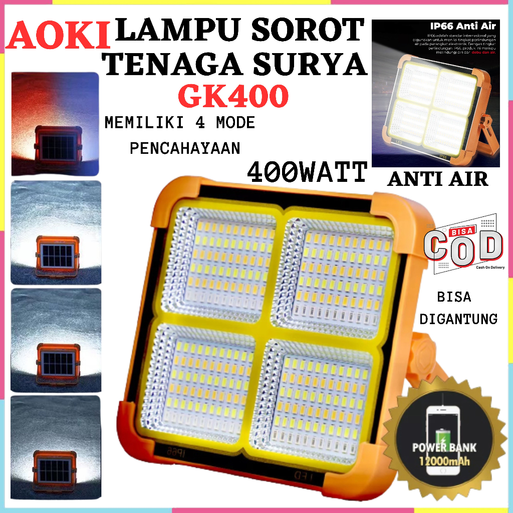 Lampu Darurat | Lampu Emergency AOKI GK-400 SOLAR LIGHT LED TENAGA SURYA 400 Watt IP66 TAHAN AIR - P