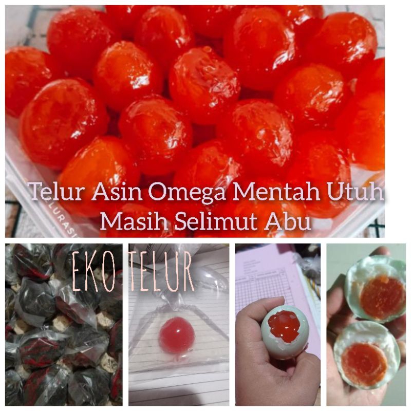 

Telur Asin Bintang / Surya Kuning Merah(omega) Mentah masih Selimut Abu