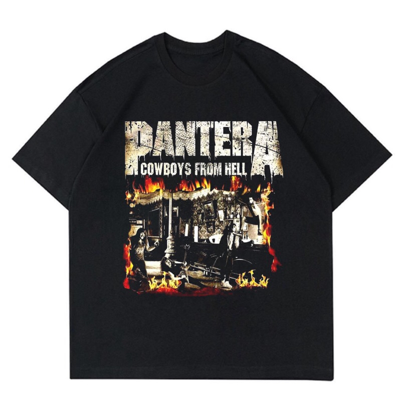KAOS BAND PANTERA - COWBOYS FROM HELL | T-SHIRT BAND PANTERA HITAM OVERSIZE | BAJU BAND PANTERA PRIA