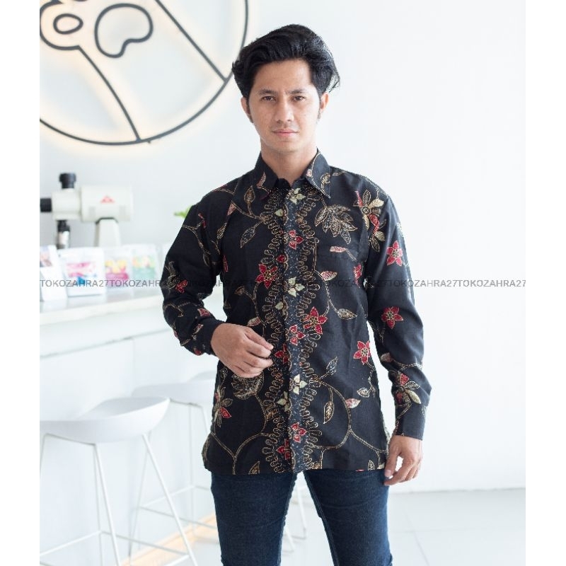 Kemeja Pria Panjang Hem Batik  slim vit 1 Kemeja Formal Kemeja Kerja