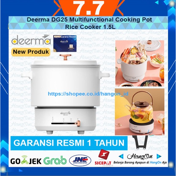 Deerma DG25 Multifunctional Cooking Pot 500w 1.5L Electric Cooker Panci 1 Set Alat Masak Kukus Rebus Goreng Steam dan Elektrik Kompor Induksi Serbaguna