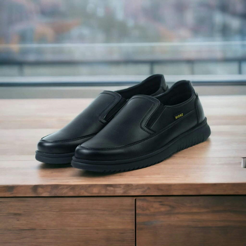 RIONZ MARIO SERIES - SepatuFormal Pantofel Pria Resmi Formal Hitam Coklat Kulit PU Original Brown Black Kantor Kuliah Wisuda Casual Gereja Pesta Kondangan Nikahan Kerja Perkantoran PNS Guru Gaya Trendy Kekinian Terlaris Murah