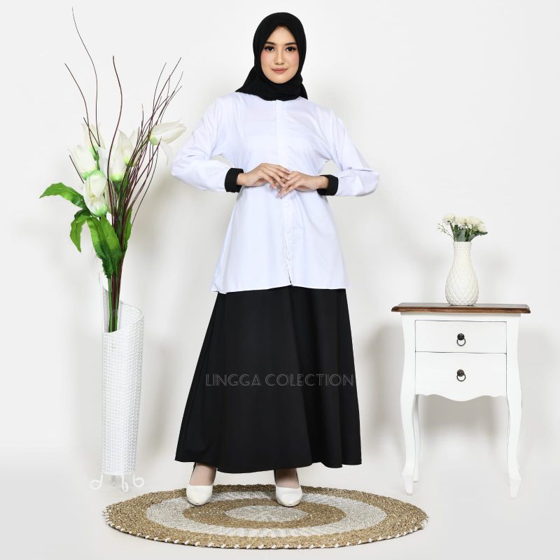 Dress Putih bersih Seragam Tangan Polos Katun toyobo