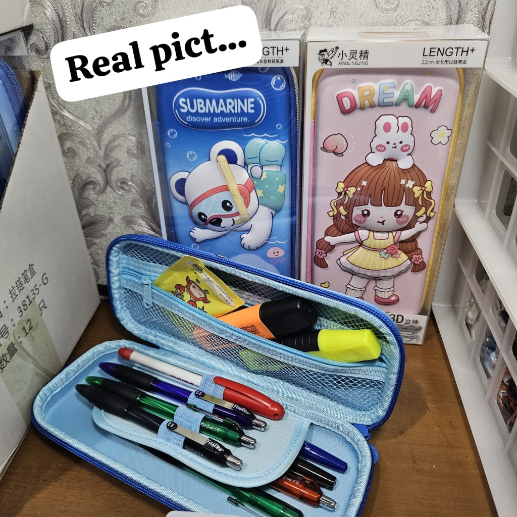 Tempat Pensil 3D Eva Timbul Waterproof Kotak Pensil HardCase Packing Mika Alat Tulis Anak Cewek Cowok