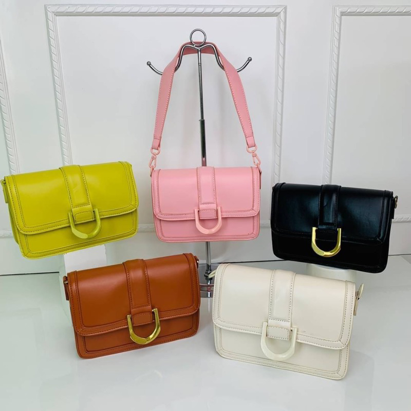 Tas Kulit Selempang Wanita CK Leather Slingbag Premium Import Hitam Black Putih Gading White Beige H