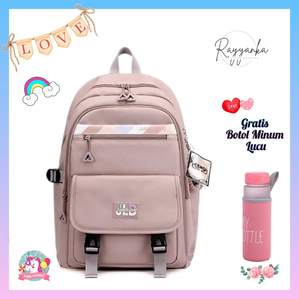 Ransel Anak Perempuan Remaja Model JDLX 02 Gratis Botol Minum Untuk Sekolah Sd Smp Sma