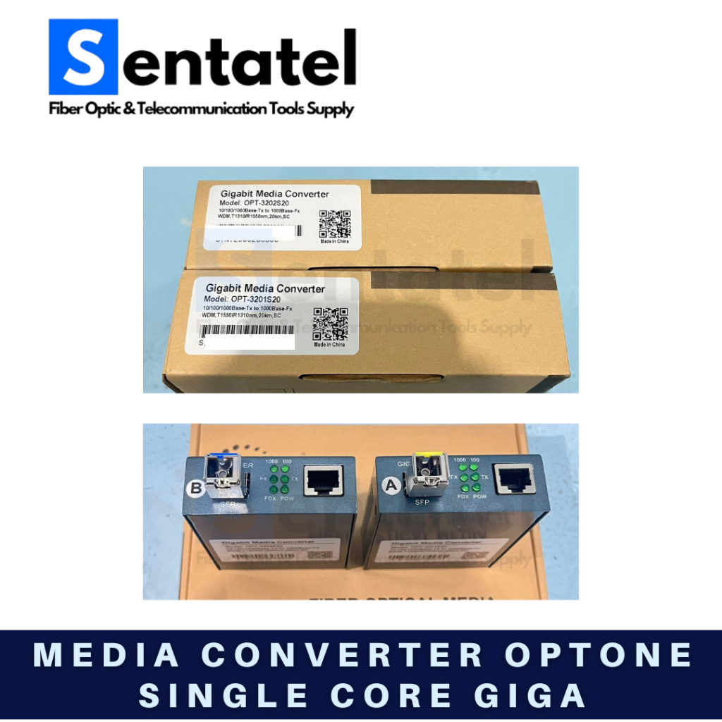 OPTONE MEDIA CONVERTER 10/100/1000 SINGLE CORE GIGA