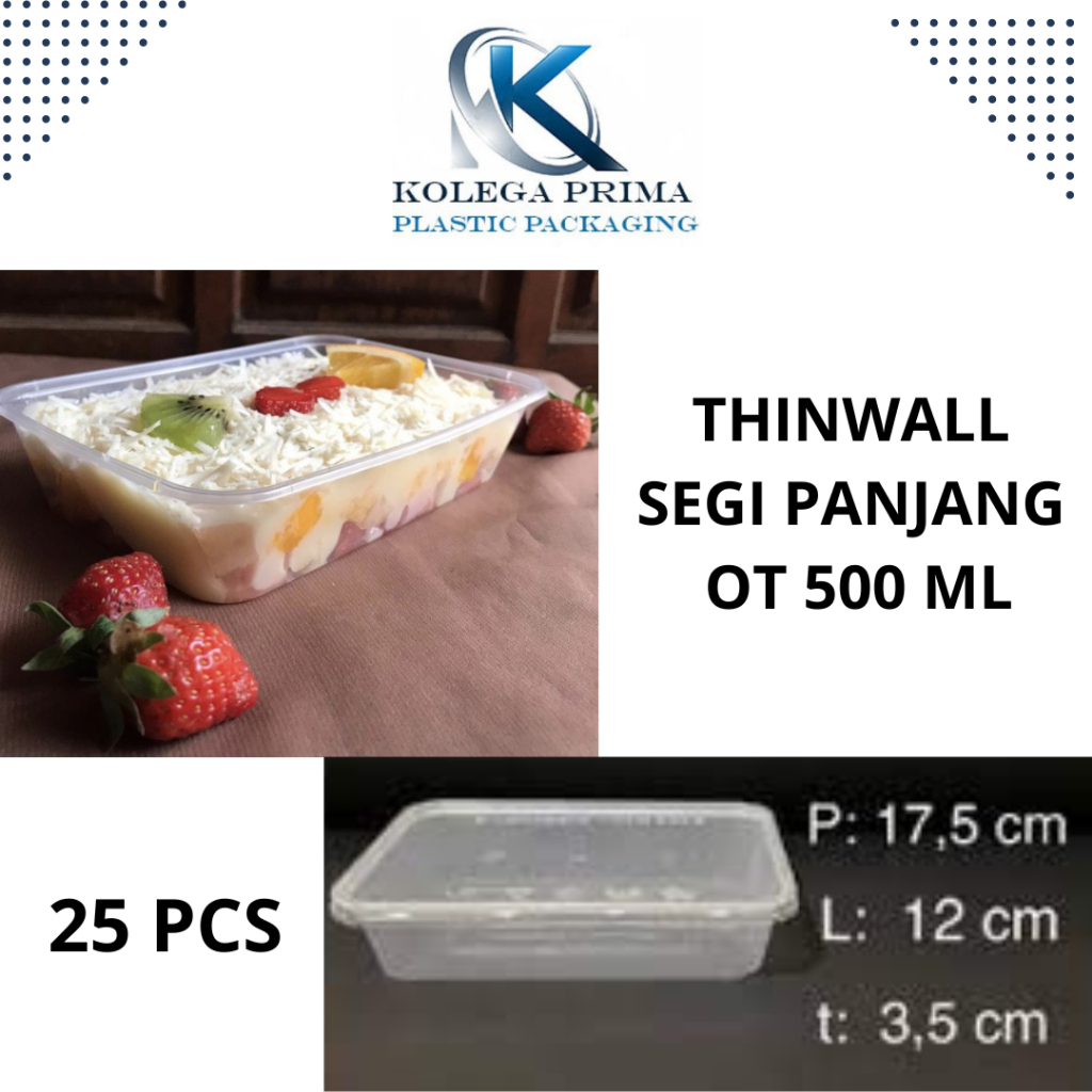 KOTAK MAKAN PLASTIK 500ML THINWALL/ WADAH PLASTIK MURAH ISI 25PCS