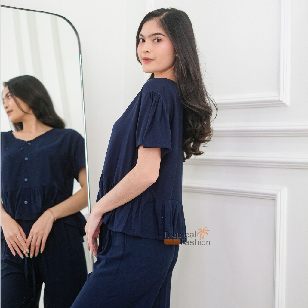 Setelan Panjang Busui Kalina Polos Bahan Rayon Premium Termurah Kekinian