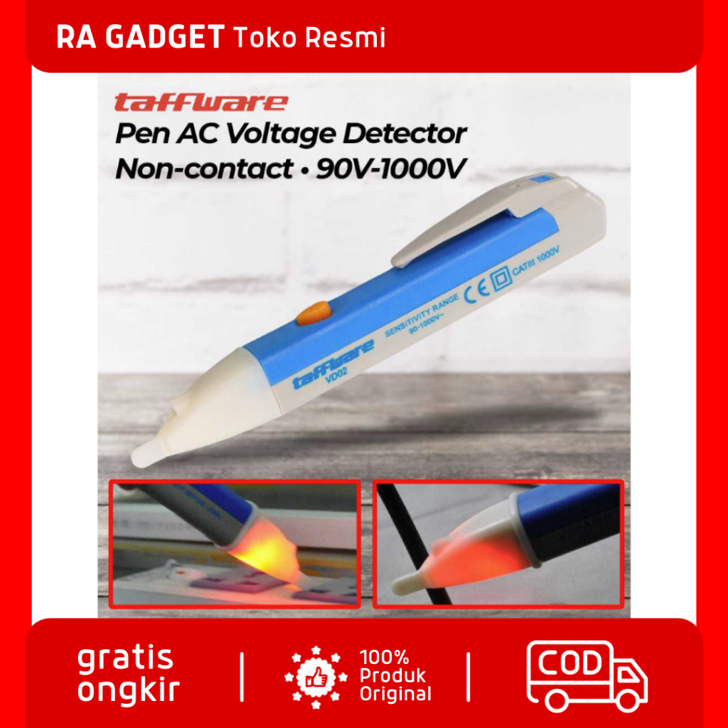 Pen Non-contact AC Voltage Alert Detector 90V-1000V / Tespen Taspen Test Pen Detektor Deteksi Tester