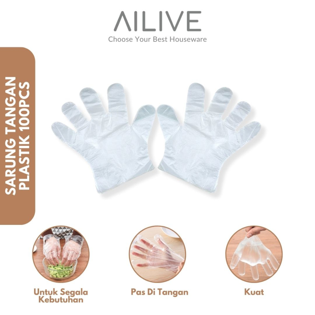Sarung Tangan Plastik Bening Sekali Pakai Food Grade Higienis Dispossable Gloves Isi 100 Pcs Murah