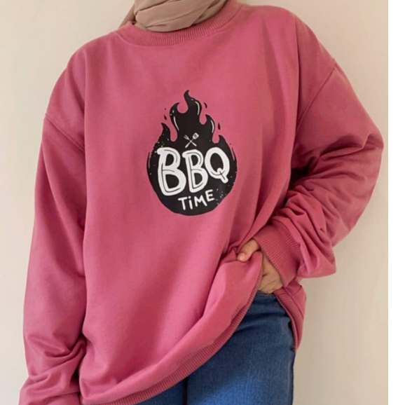 BBQ TIME Sweater Oversize Crewneck Wanita SIZE M - XXL