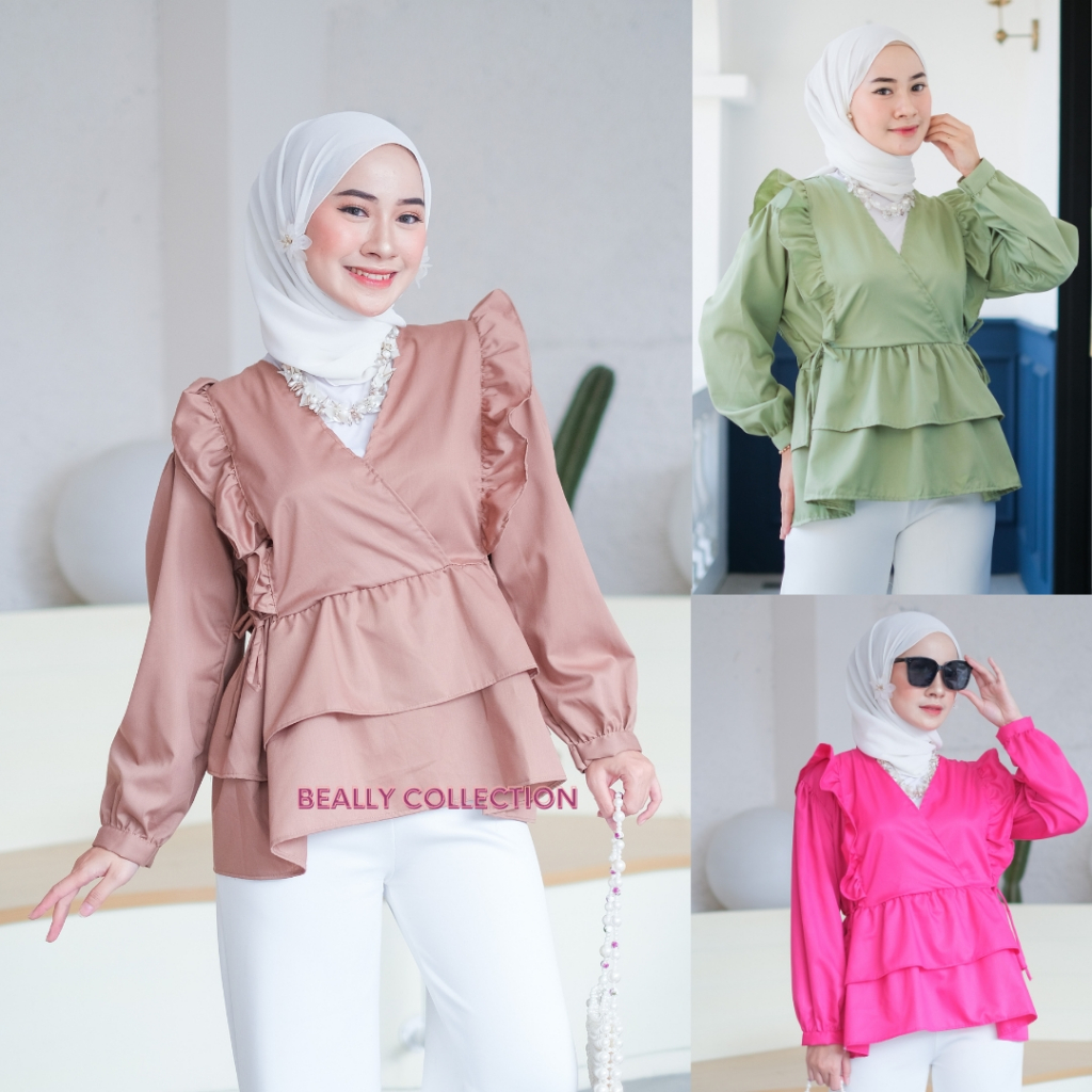 ALEYA BLOUSE RUFFLE TOYOBO PREMIUM | JISOO TOP ATASAN WANITA MUSLIM | MOZA BLOUSE CANTIK CASUAL | ZANA TOP BLOUSE REMAJA