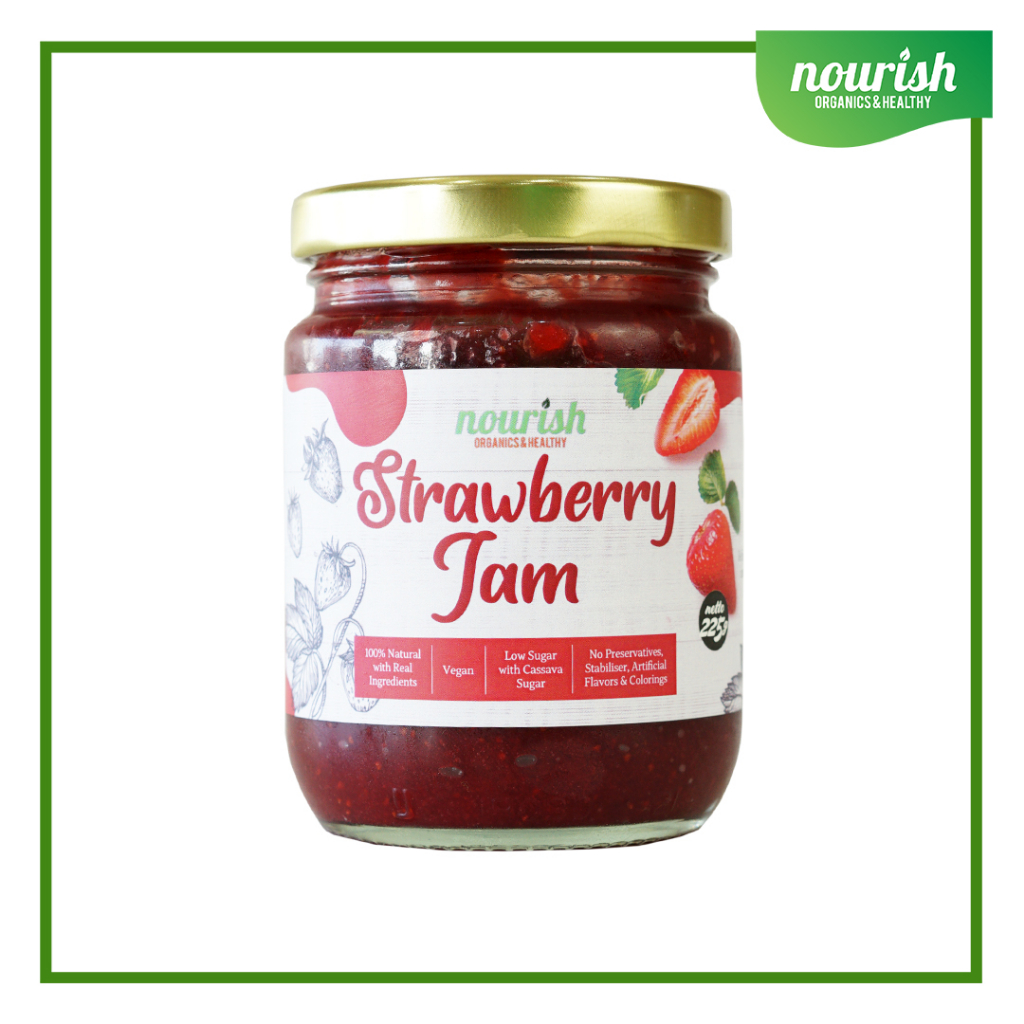 STRAWBERRY JAM VEGAN (SELAI STRAWBERRY) RENDAH KALORI, TANPA GULA PASIR 225gr