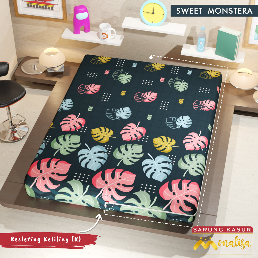 SS SARUNG KASUR BUSA MONALISA 100 100X200X20 tinggi 20 single SIZE T20 SPREI RETSLETING Part B HADIAH  GRATIS