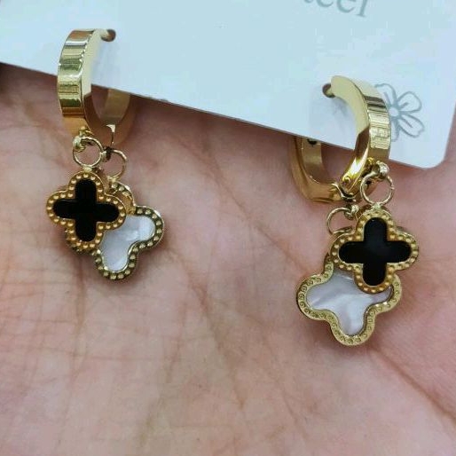 anting titanium perhiasan wanita anti luntur elegan