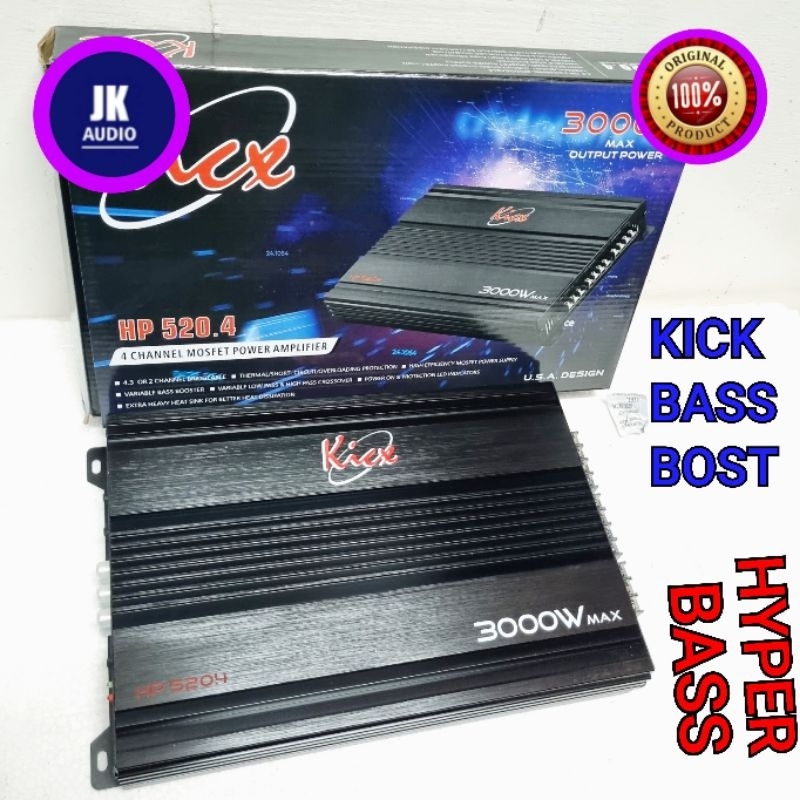 POWER AMPLIFER AUDIO MOBIL 4 CHANNEL KICK HP 470.4  POWER 4 CHANNEL  KICK  CAR AUDIO