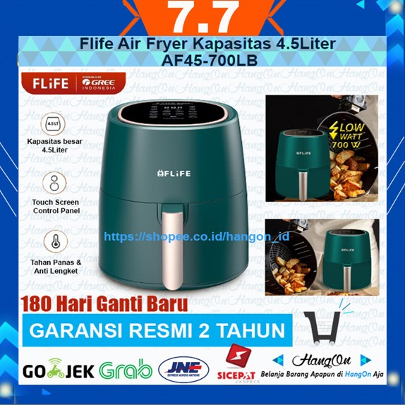 FLIFE AF45-700LB Digital Air Fryer 4.5L Super LOW WATT Not Mito Philip 8 Pilihan Menu Makanan Anti Panas Anti Lengket TouchScreen