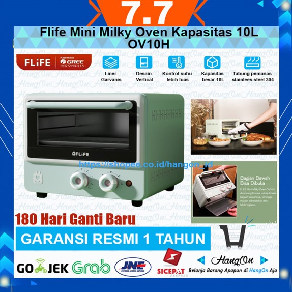 FLIFE OV10H Mini Milky Oven Listrik 10L LOW WATT 10 Liter Control Suhu 100-230°C 2 Tabung Pemanas Pemanggang / Memanggang 400 Watt