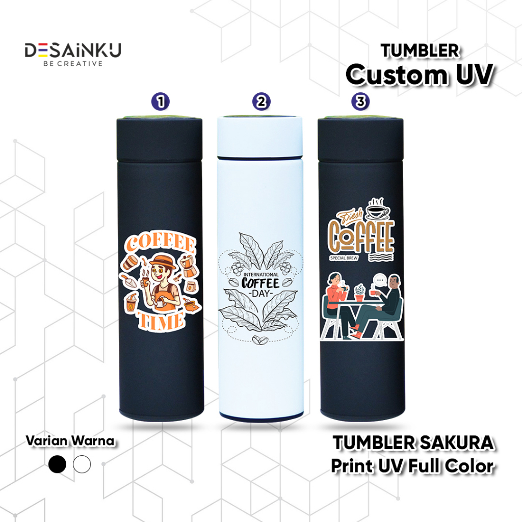 Custom Tumbler Sakura Termos Print UV -  Botol Minum Termurah Edisi Kopi / Coffee Edition