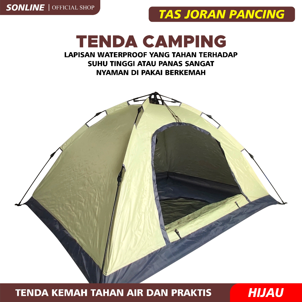 SONLINE - Tenda Camping Kapasitas 1-2 Orang Tenda Otomatis Outdoor &amp; Indoor Tenda Gunung Tenda Mancing Outdoor