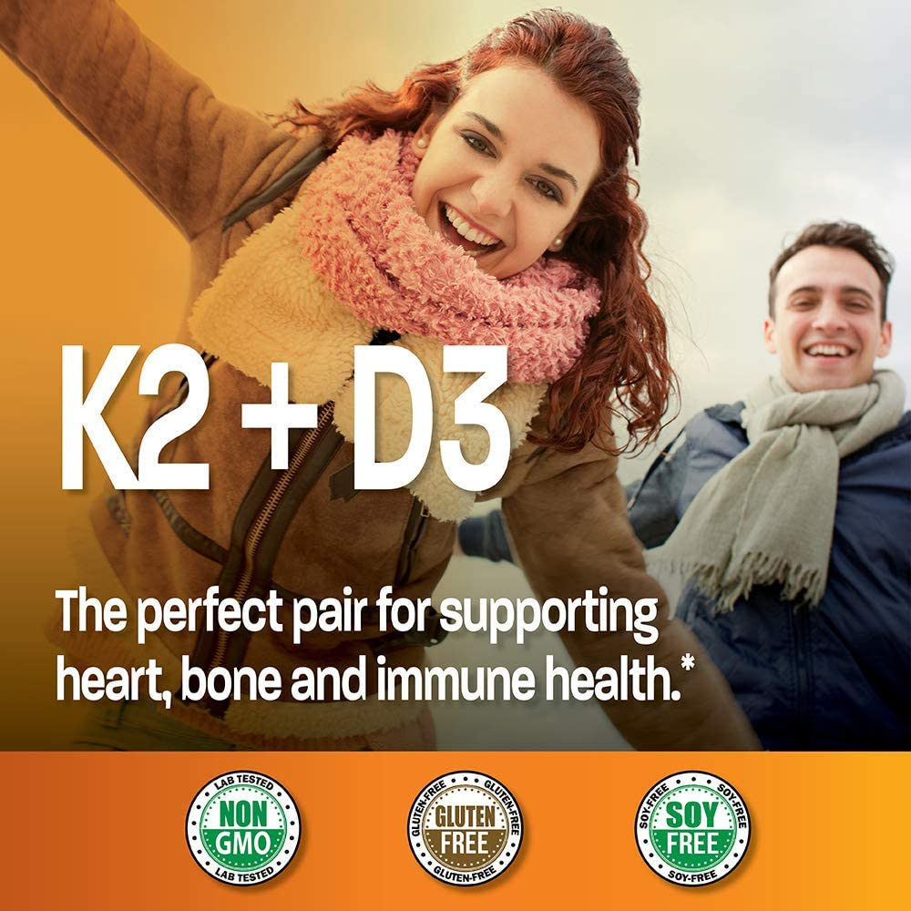 Bronson Vitamin D3 5,000IU K2 90 Mcg for Heart Bones Immunity 250 Caps