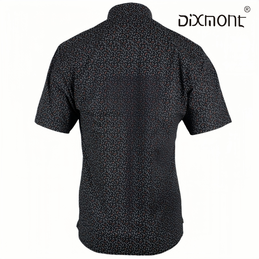 Dixmont Kemeja Pria Basic Formal Motif Lengan Pendek Hem MS01923