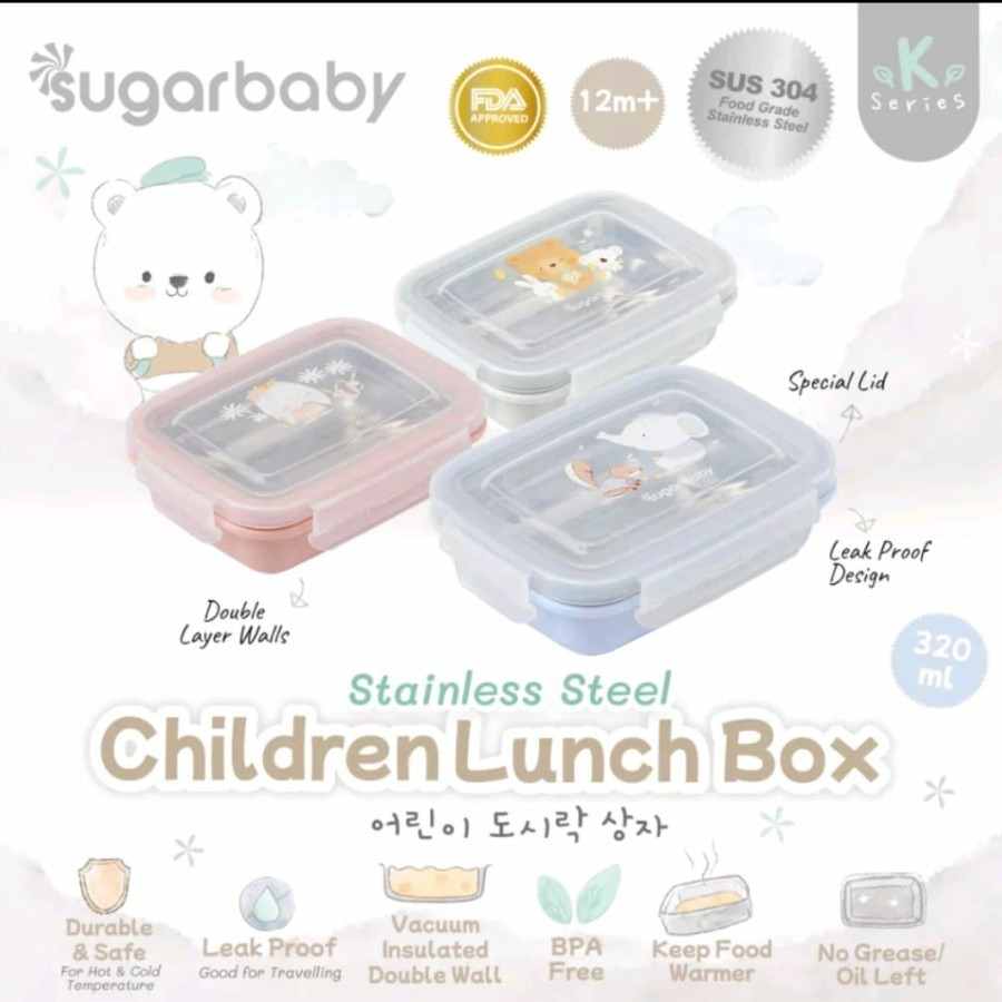 Sugar baby Stainless Steel Children Kids Lunch box | Kotak Makan Anak mbs