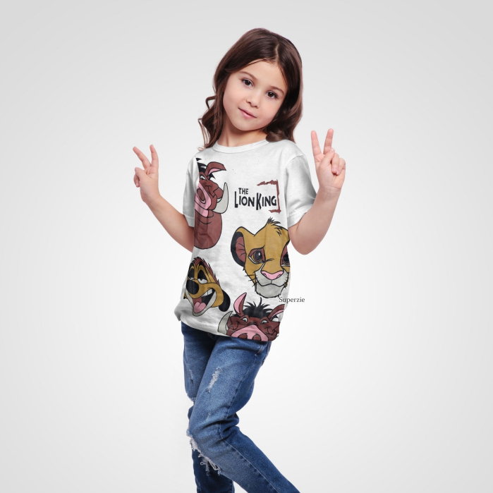 Baju anak lakilaki perempuan Singan Putih bandung Cowok Oblong Laki-laki Motif THE LIONGKING PUTIH Abadigrosir